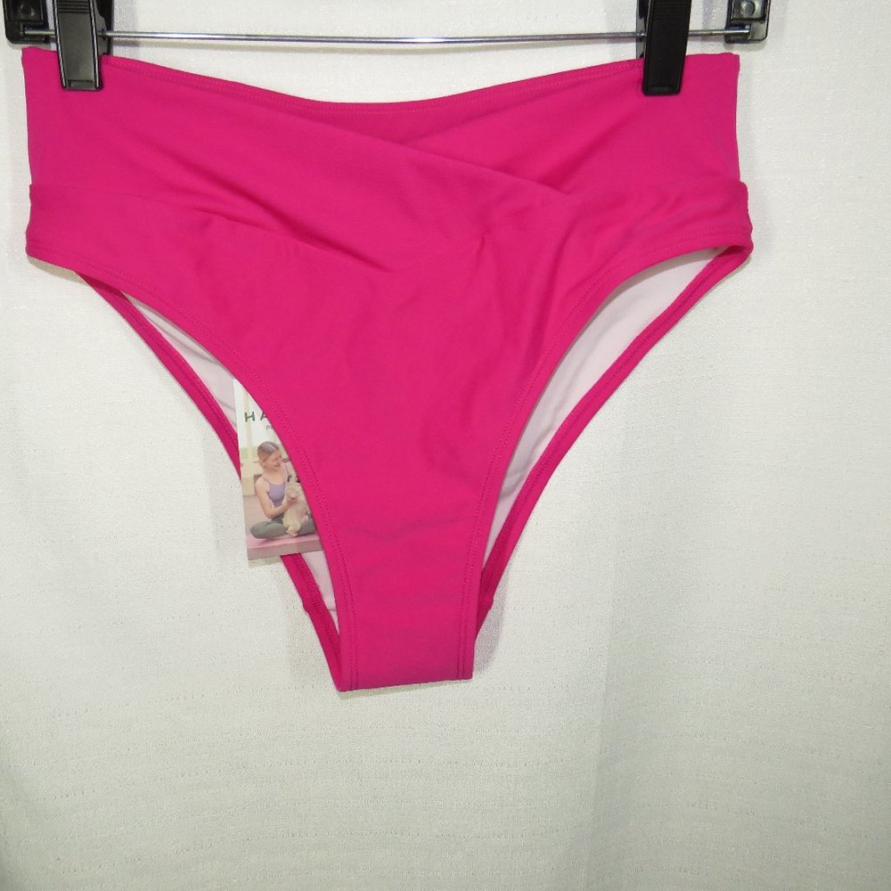 Halara Size Medium Crossover Waist Cheeky Bikini Swim Bottom - Picture 2 of 8